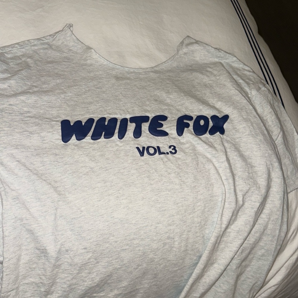 Cut white fox shirt small flaw at top
